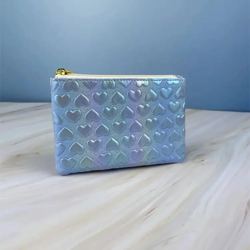 Pastel Heart Embossed Zip Coin Purse Mini Wallet Cute Kawaii Accessory - Picture 4 of 5